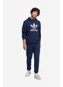 Bavlněná mikina adidas Originals pánská, tmavomodrá barva, s kapucí, vzorovaná, IA4886-navy