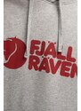 Bavlněná mikina Fjallraven Logo Hoodie F84144 020-999 pánská, šedá barva, s kapucí, vzorovaná