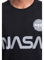 Bavlněné tričko Alpha Industries x NASA černá barva, s potiskem, 178501.03-black