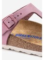 Nubukové žabky Birkenstock Gizeh růžová barva, na plochém podpatku, 1021417