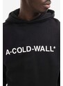 Bavlněná mikina A-COLD-WALL* Essential Logo Hoodie pánská, černá barva, s kapucí, s potiskem, ACWMW083.-LIGHTORANG