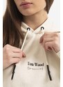 Bavlněná mikina Tom Wood Eden Hoodie 22191.015 dámská, béžová barva, s kapucí, potiskem