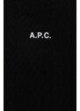 Bavlněná mikina A.P.C. Hoodie Larry pánská, černá barva, s kapucí, hladká, COEIP-H27622 BLACK