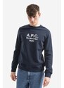 Bavlněná mikina A.P.C. Sweat Rufus pánská, tmavomodrá barva, s potiskem, COEBH.H27500-MARINE