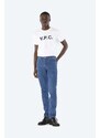 Bavlněné tričko A.P.C. Vpc Blanc bílá barva, s potiskem, COBQX.H26586-DARKNAVY