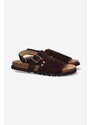 Semišové sandály A.P.C. Sandales Noe dámské, hnědá barva, PXBAH.F51056-MARRON