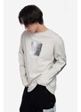 Bavlněné tričko s dlouhým rukávem A-COLD-WALL* Foil Grid LS T-Shirt šedá barva, s potiskem, ACWMTS111-BONE