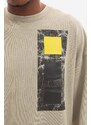 Bavlněné tričko s dlouhým rukávem A-COLD-WALL* Relaxed Cubist Longsleeve T-shirt ACWMTS098 MOSS GREEN šedá barva, s potiskem