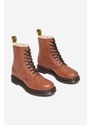 Kožené kotníkové boty Dr. Martens 1460 Serena dámské, hnědá barva, na plochém podpatku, lehce zateplené, DM27782225