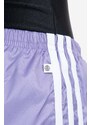 Kraťasy adidas Originals dámské, fialová barva, s aplikací, high waist, IB7300-violet