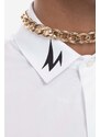 Neil Barrett Košile Neil Barett Slim Bolt Collar Det PBCM136-U000S 526 bílá barva, slim, s klasickým límcem