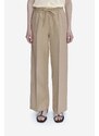 Plátěné kalhoty A.P.C. Pantalon Carlota béžová barva, jednoduché, medium waist, LIAEO-F08426 BEIGE