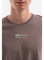 Bavlněné tričko Alpha Industries šedá barva, s potiskem, 118529.628-grey