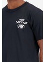 Bavlněné tričko New Balance černá barva, s potiskem, MT31518BK-8BK