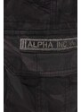 Bavlněné šortky Alpha Industries Crew Short Camo černá barva, 196201.125-black