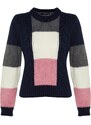 Trendyol Navy Blue Soft Textured Color Block Crew Neck Knitwear Sweater