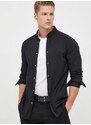 Košile Armani Exchange pánská, černá barva, slim, s límečkem button-down