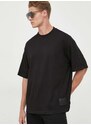 Bavlněné tričko Armani Exchange černá barva, s aplikací
