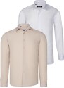 DUAL SET G726 DEWBERRY MENS SHIRTS-WHITE-BEIGE