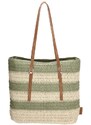 PE-Florence Zelená pruhovaná plážová taška "Hawai"