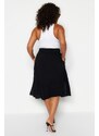 Trendyol Curve Black Viscose Woven Skirt with Slit Detail.