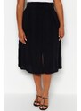 Trendyol Curve Black Viscose Woven Skirt with Slit Detail.
