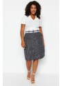 Trendyol Curve Anthracite Striped Pencil Formal Woven Skirt