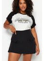Trendyol Curve Black Pencil Skirt Double Face Plus Size Skirt