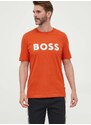 Bavlněné tričko BOSS oranžová barva, s potiskem