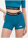 Sportovní šortky The North Face dámské, tyrkysová barva, s aplikací, high waist