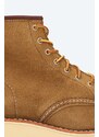 Semišové boty Red Wing 6-inch Moc Toe dámské, žlutá barva, na plochém podpatku, 3377