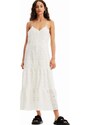 Bavlněné šaty Desigual bílá barva, midi