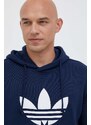 Bavlněná mikina adidas Originals pánská, tmavomodrá barva, s kapucí, s potiskem