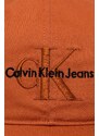 Bavlněná baseballová čepice Calvin Klein Jeans oranžová barva, s aplikací