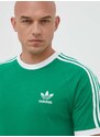 Bavlněné tričko adidas Originals zelená barva, s potiskem, IM0410