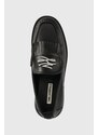 Kožené mokasíny Karl Lagerfeld MOKASSINO II dámské, černá barva, na plochém podpatku, KL41430