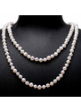 Nefertitis Exkluzivní dámský perlový náhrdelník z bílých perel 158 cm - délka cca 158 cm