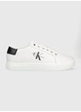 Kožené sneakers boty Calvin Klein Jeans CUPSOLE LACE UP LOW bílá barva, YM0YM00491