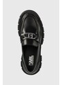 Kožené mokasíny Karl Lagerfeld PRECINCT KL dámské, černá barva, na platformě, KL43823