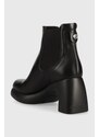 Kožené kotníkové boty Karl Lagerfeld ASTRAGON dámské, černá barva, na podpatku, KL33840