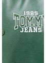 Bomber bunda Tommy Jeans zelená barva, přechodná, oversize