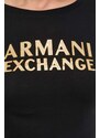 Bavlněné tričko s dlouhým rukávem Armani Exchange černá barva