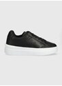 Kožené sneakers boty Tommy Hilfiger EMBOSSED COURT SNEAKER černá barva, FW0FW07297