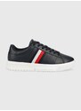 Kožené sneakers boty Tommy Hilfiger SUPERCUP LEATHER tmavomodrá barva, FM0FM04706