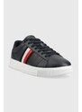 Kožené sneakers boty Tommy Hilfiger SUPERCUP LEATHER tmavomodrá barva, FM0FM04706