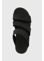 Semišové pantofle Keen dámské, černá barva, na klínku, 1027271-black