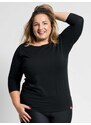 Dámské bavlněné triko Plus Size CityZen s elastanem černá