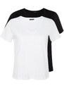 Trendyol Curve Black and White 2-Pack Basic Knitted T-Shirt