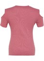 Trendyol Curve Pink Ribbed Knitted Cut Out Detailed Blouse