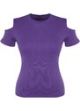 Trendyol Curve Purple Ribbed Knitted Cut Out Detailed Blouse